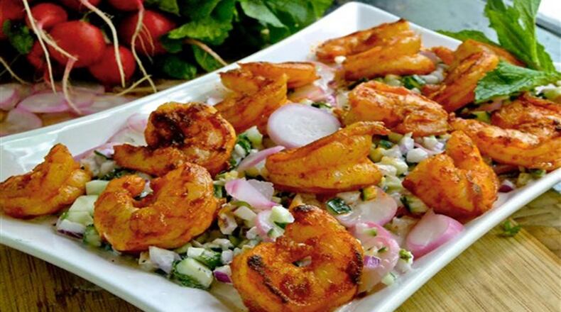 Creamy Shrimp Salad with Radish and Cucumber is a simple dish to make but comes out elegant. (Gretchen McKay/Pittsburgh Post-Gazette/TNS)