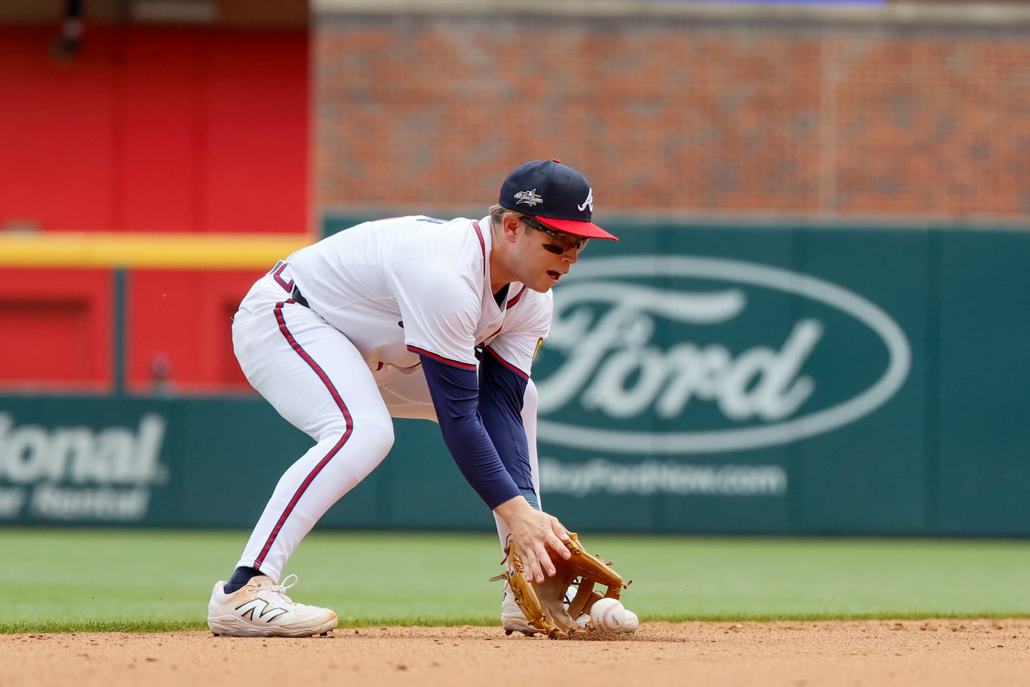 Atlanta Braves shortstop Nick Allen (2) grabs a ground ball during the fifth inning against the Minnesota Twins at Truist Park on Sunday, April 20, 2025, in Atlanta. 
(Miguel Martinez/ AJC)