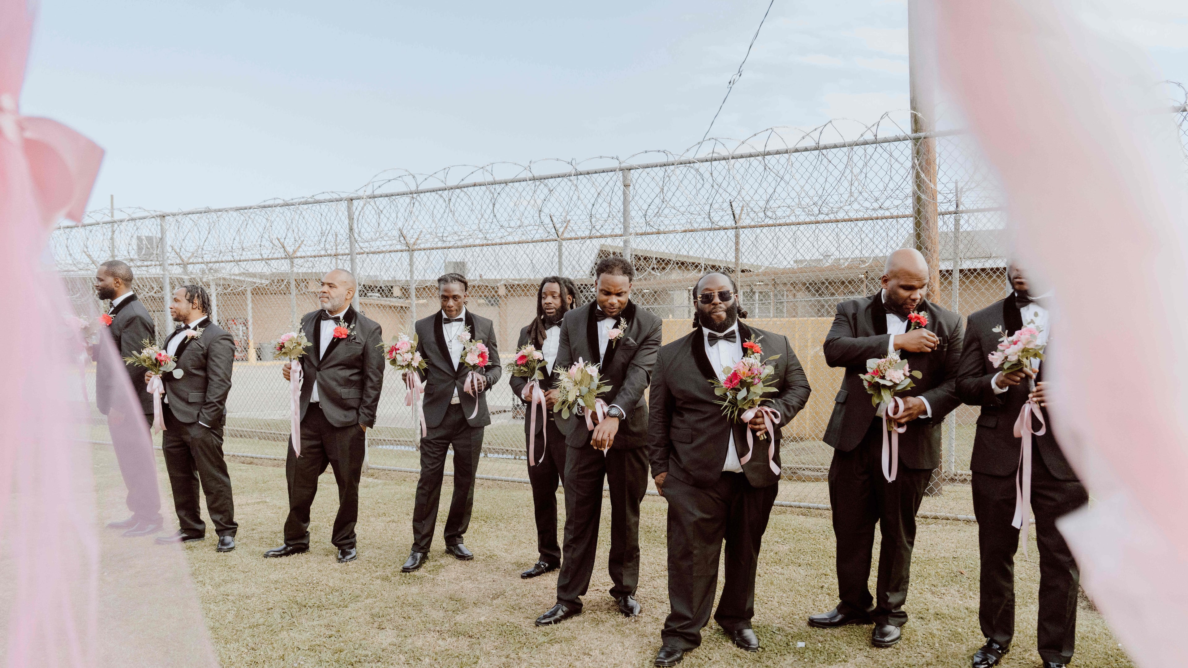 This photo provided by God Behind Bars shows prisoners at the Louisiana State Penitentiary before a father-daughter dance held inside the lockup in Angola, La., on Saturday, Nov. 22, 2025. (God Behind Bars via AP)
