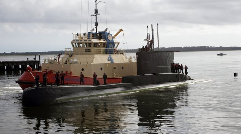 A new watercraft arrives at Kings Bay Naval Submarine Base. AJC file photo.