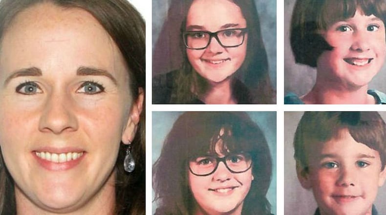 Melody Bannister, 34, of Stafford, Va., is accused of abducting her children (clockwise from top left), Genevieve, 13; Vivienne, 11; Peter, 7, and Janelle, 12. Bannister, who alleges the children have been sexually abused by their grandfather, fled with them June 14, 2019, for a vacation, but failed to return. The missing family was last seen Aug. 20 in Moulton, Ala. (National Center for Missing & Exploited Children)