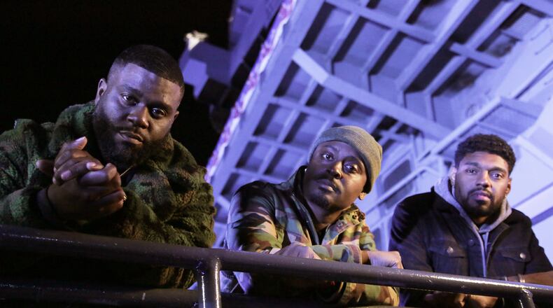 "The Ghost Brothers": Marcus Harvey (left), Dalen Spratt (center) and Juwan Mass (right) during the investigation on the USS Lexington in Corpus Christi, Texas. Contibuted by DISCOVERY+