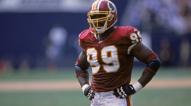 Marco Coleman of the Washington Redskins looks on during the game against the San Diego Chargers at Qualcomm Stadium in San Diego, California. (Stephen Dunn /Allsport)