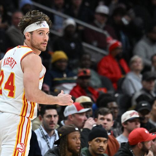Atlanta Hawks forward Corey Kispert said it felt weird playing his former teammates, but that didn't stop him from having a career game. (Hyosub Shin/AJC)