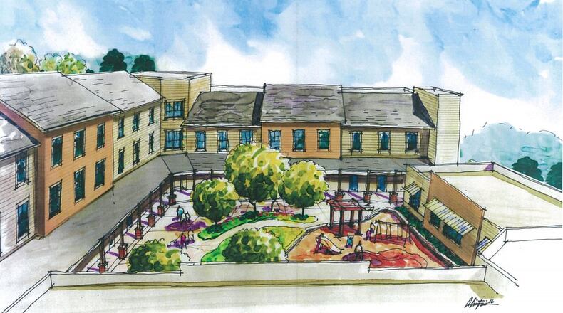 A rendering of a proposed homeless shelter MUST Ministries would like to build at the corner of Cobb Parkway and Bells Ferry Road.