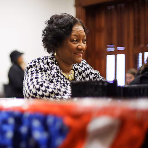 FILE - Georgia Rep. Karen Bennett, D-Stone Mountain, files for reelection, March 3, 2014, in Atlanta. (AP Photo/David Goldman, File)