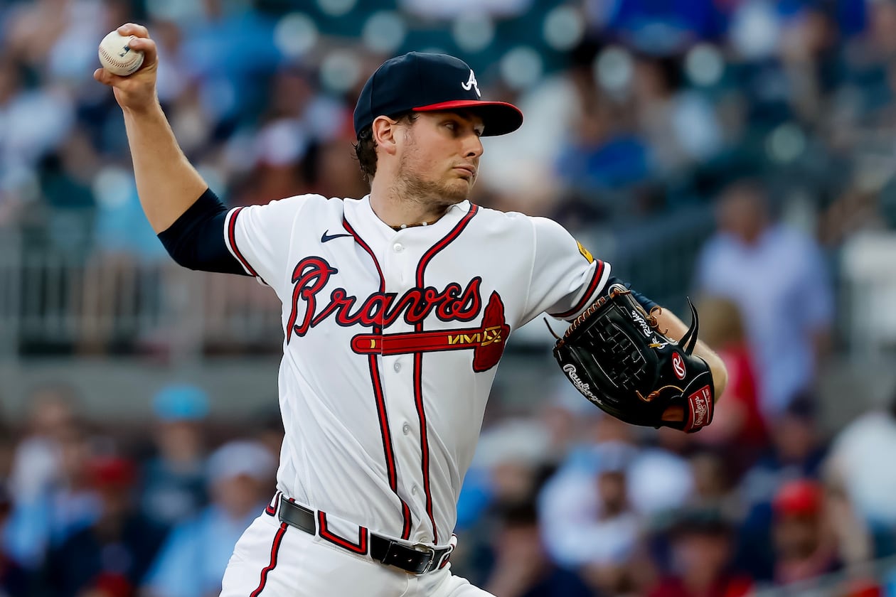 Atlanta Braves pitcher JR Ritchie delivers to a San Francisco Giants batter during the first inning of a baseball game, Wednesday, June 17, 2026, in Atlanta. (AP Photo/Erik S. Lesser)