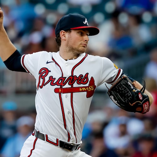 Atlanta Braves pitcher JR Ritchie delivers to a San Francisco Giants batter during the first inning of a baseball game, Wednesday, June 17, 2026, in Atlanta. (AP Photo/Erik S. Lesser)