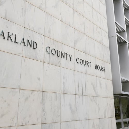 FILE - An Oakland County Courthouse building is shown in Pontiac, Mich., Oct. 19, 2020. (AP Photo/Paul Sancya, File)