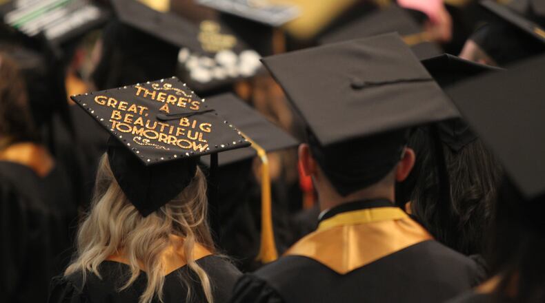Students along with their family and friends from Kennesaw State University in the College of Humanities and Social Sciences attend their Commencement graduation ceremony on May 10, 2017.