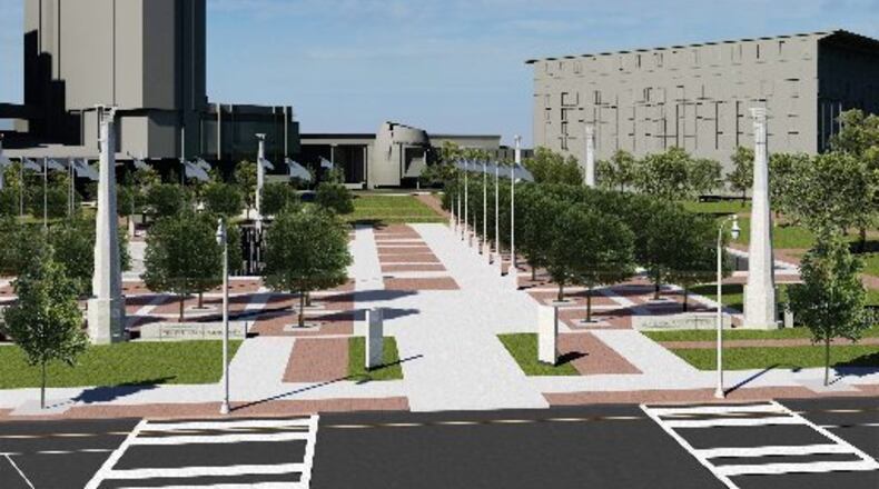 A rendering of what Centennial Olympic Park in downtown Atlanta could look like after the Metro Atlanta Chamber has been razed. The building will be torn down in late January or early February to make way for more greenspace at the park.