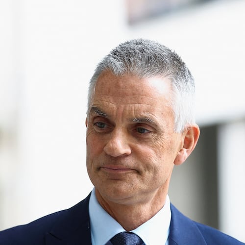 FILE - BBC Director-General Tim Davie is pictured at BBC World Service offices in London, Thursday, April 28, 2022. (Hannah McKay/Pool via AP, File)