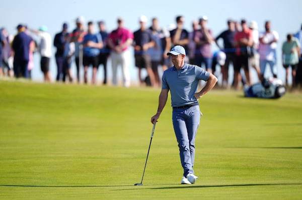 Northern Ireland's Rory McIlroy on day two of the Scottish Open at The Renaissance Club, North Berwick, Scotland, Friday July 11, 2025. (Andrew Milligan/PA via AP)