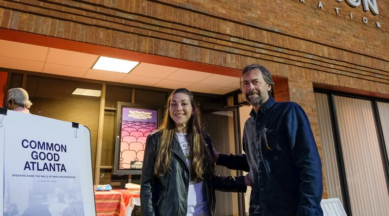 Filmmaker Hal Jacobs with co-writer Janine Solursh at a February screening of "Breaking Down the Walls of Incarceration: Common Good Atlanta." It screens again Wednesday night at the Plaza Theatre. (Photos by Joe Boris)