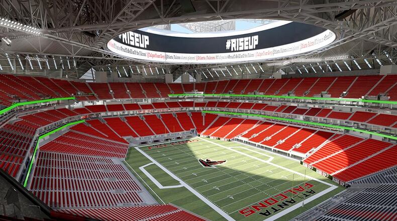 The first of its kind, the stadium's halo board will be the largest video board in the world - nearly five stories tall (58 feet) and 11,000 linear feet in diameter - at 63,800 square feet.