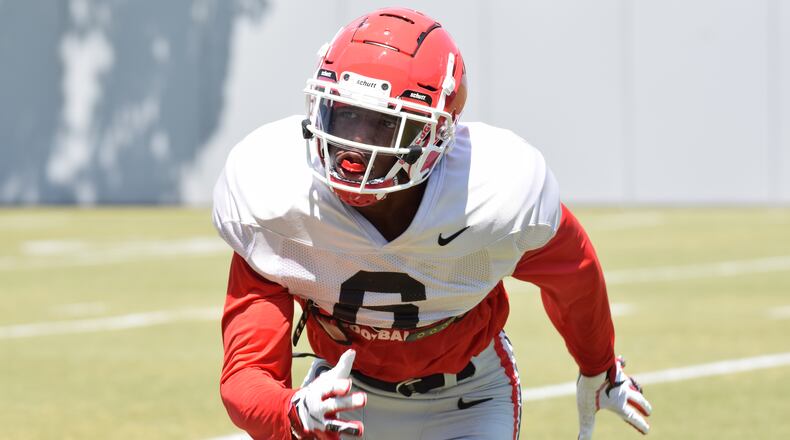 Georgia defensive back Otis Reese (6) during the Bulldogs' session on the Woodruff Practice Fields in Athens, Ga., on Thursday, Aug. 8, 2019. (Photo by Steven Colquitt)