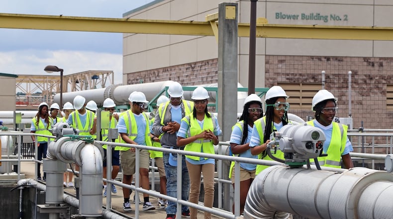 Gwinnett Youth Commission members from the class of 2019-2020 visit the county's waste water treatment center as part of their 8-week summer program. (Courtesy Gwinnett County)