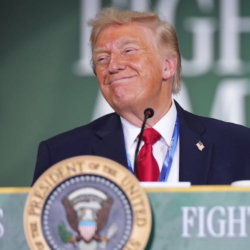 President Donald Trump listens during an event at Custer Farms in Chippewa Falls, Wis., Friday, June 5, 2026. (AP Photo/Mark Schiefelbein)
