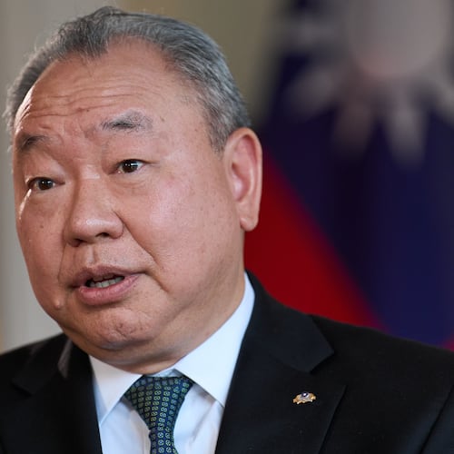 Taiwan's top diplomat in Washington, Alexander Yui Tah-ray speaks during an interview, Wednesday, June 17, 2026, at the Twin Oaks Estate in Washington. (AP Photo/Jacquelyn Martin)
