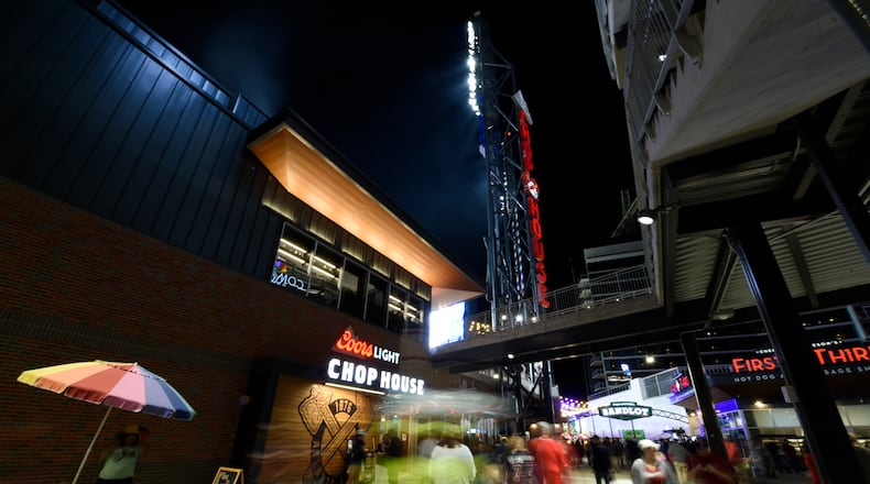 Fans meander through SunTrust Park last season.