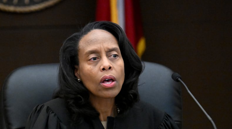 Chief Judge Cassandra Kirk presides over cases in the Fulton County Magistrate Court on Thursday, Dec. 12, 2024, in Atlanta. She is pleading with the county for additional funding to address what she says is a critical staff shortage. (Hyosub Shin/AJC)