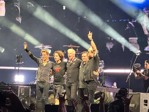The Offspring finished its Atlanta set July 15, 2025, at Ameris Bank Amphitheatre with a two-song encore of "You're Gonna Go Far, Kid" and "Self Esteem." (Rodney Ho/AJC)