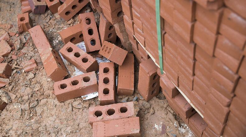 Unfinished construction in February at the Halcyon mixed-use development in Forsyth County. (ALYSSA POINTER/ALYSSA.POINTER@AJC.COM)