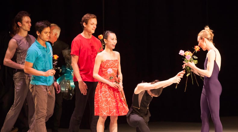Christine Winkler got a big surprise on May 16 after she completed the final performance of her 19 years with the company. Fellow dancers, ballet mistresses, stage hands, and others who have worked with the popular ballerina over the years, lined up on stage to give her long-stem roses and other flowers. Her husband, fellow dancer John Welker, with whom she danced a special pas de deux encore of Diane Coburn Bruning’s “Berceuse,” helped her hold the flowers until it became too big an armload. The Cobb Energy Performing Arts Centre crowd never stopped applauding. CONTRIBUTED BY CHARLIE MCCULLERS.