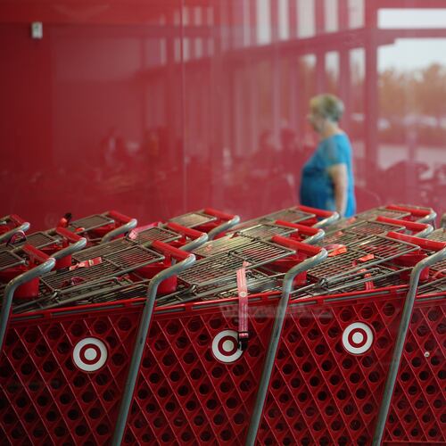 A shopper enters a Target store, Thursday, Aug. 13, 2026, in Woodbury, Minn. (AP Photo/Ellen Schmidt)