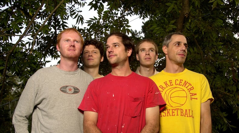 Members of the Athens-based band the Glands – from left, Andy Baker, Neil Golden, Doug Stanley, Joe Rowe and Ross Shapiro – on Thursday, October 26, 2000 in Athens. (Brant Sanderlin photo/Staff)