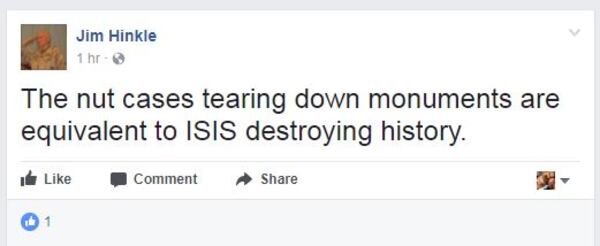 On Tuesday morning, Judge Jim Hinkle compared those calling for Confederate monuments to be removed to "ISI destroying history."