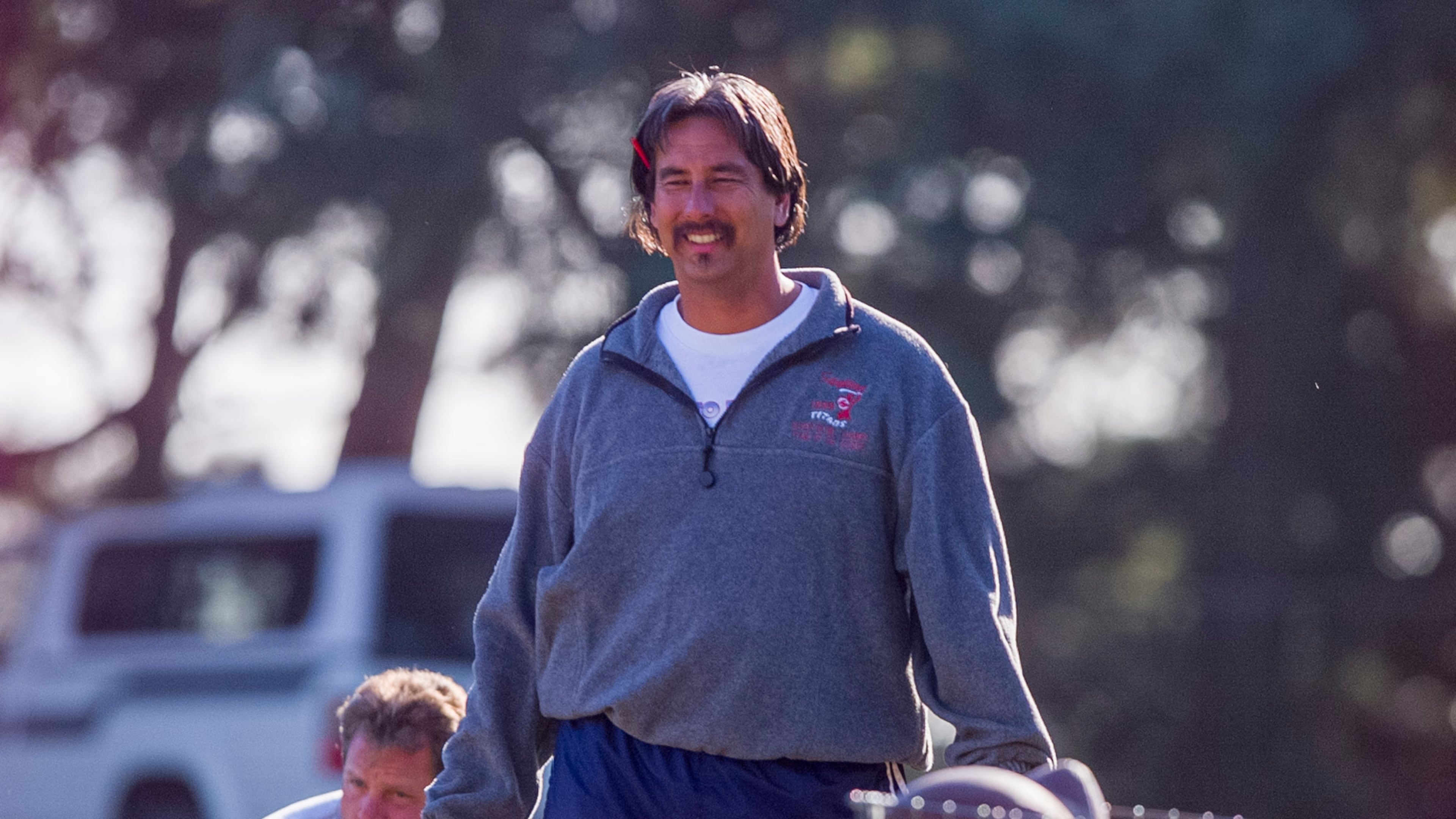 Coach John Beam during football practice at Skyline High School in Oakland, Calif., on Oct. 5, 2000. (Kendra Luck/San Francisco Chronicle via AP)