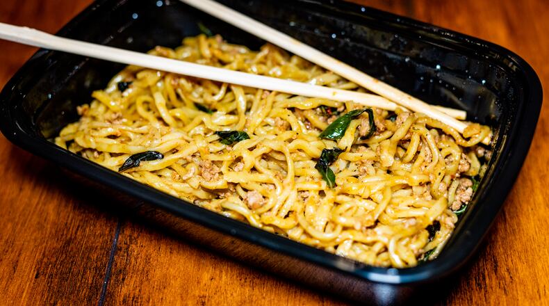 You can get an Asian fusion version of spaghetti and meatballs at Ruby Chow's. Henri Hollis for The Atlanta Journal-Constitution.