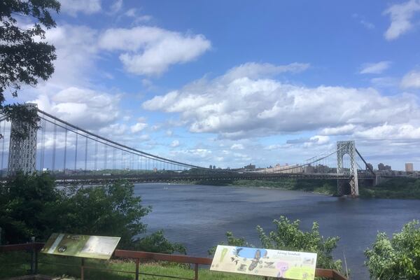 Traffic moves over the George Washington Bridge as seen from Fort Lee, N.J., Saturday, May 24, 2025. (AP Photo/Pablo Salinas)