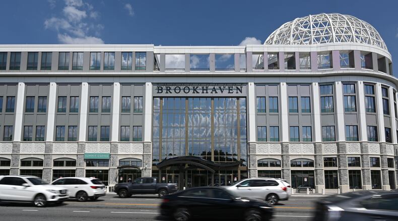 Traffice moves past Brookhaven City Centre on Friday, June 26, 2026. The Brookhaven City Council unanimously approved a 40% hike in the city’s property tax rate earlier this week. (Hyosub Shin/AJC)