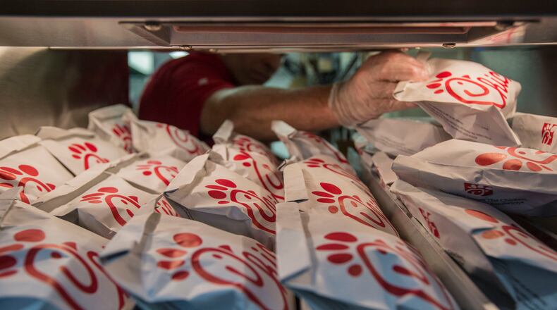Some of 1600 chicken sandwiches made to be given away in a promotion, at Chick-fil-A?s first location in New York, Sept. 23, 2015. Privately-held Chick-fil-A expects to post double-digit growth this year, but the chain remains unfamiliar to most in New York -- one of the toughest and unforgiving restaurant markets in the country. (Hiroko Masuike/The New York Times)