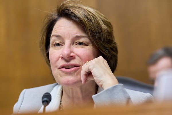 Senate Judiciary Subcommittee on Privacy, Technology, and the Law Ranking Member Sen. Amy Klobuchar, D-Minn., attends a hearing on AI deepfakes, Wednesday, May 21, 2025, in Washington. (AP Photo/Jacquelyn Martin)