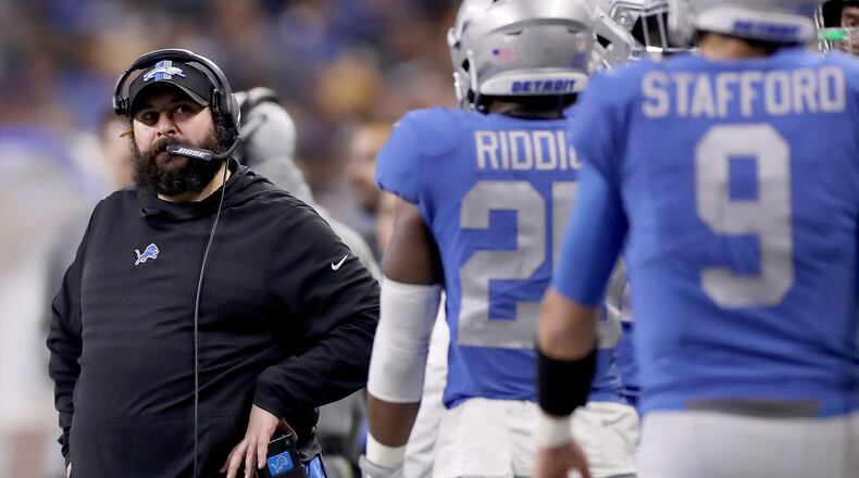 DETROIT, MI - NOVEMBER 22: Head coach Matt Patricia of the Detroit Lions watches his team against the Chicago Bears during the second half at Ford Field on November 22, 2018 in Detroit, Michigan. (Photo by Leon Halip/Getty Images)