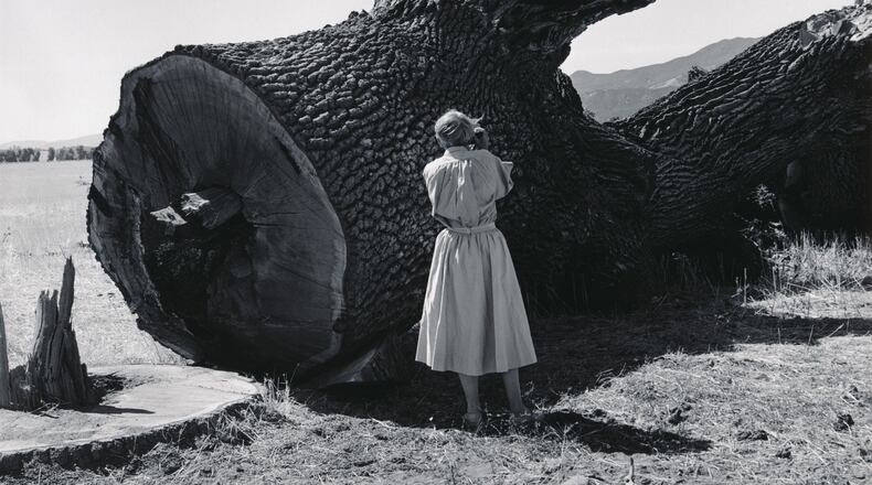 "Dorothea Lange Photographing the Destruction of a California Landmark, from Death of a Valley," (1956) by Pirkle Jones.
(Courtesy of Regents of the University of California / Booth Western Art Museum)