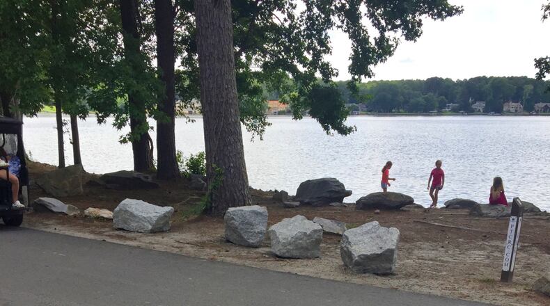 Peachtree City installed speed humps at Battery Way Park in response to complaints about speeding golf carts. Jill Howard Church for the AJC