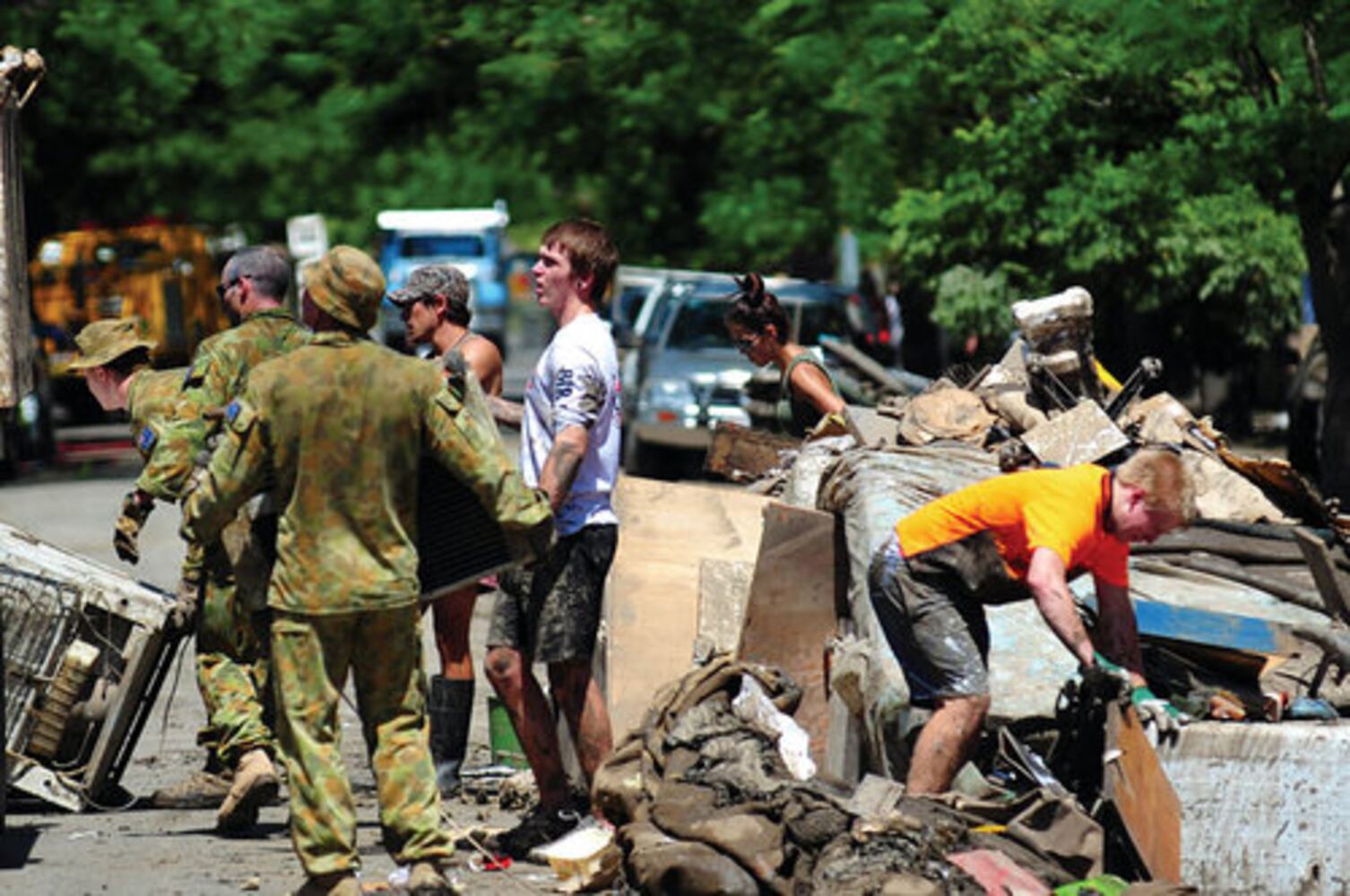 Flood cleanup in Brisbane, Australia