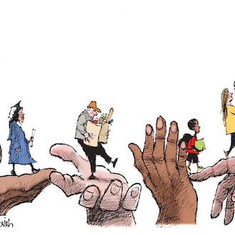 The Atlanta Journal-Constitution's Mike Luckovich created this cartoon for The United Way of Greater Atlanta's Unite for More campaign (June 13, 2021).