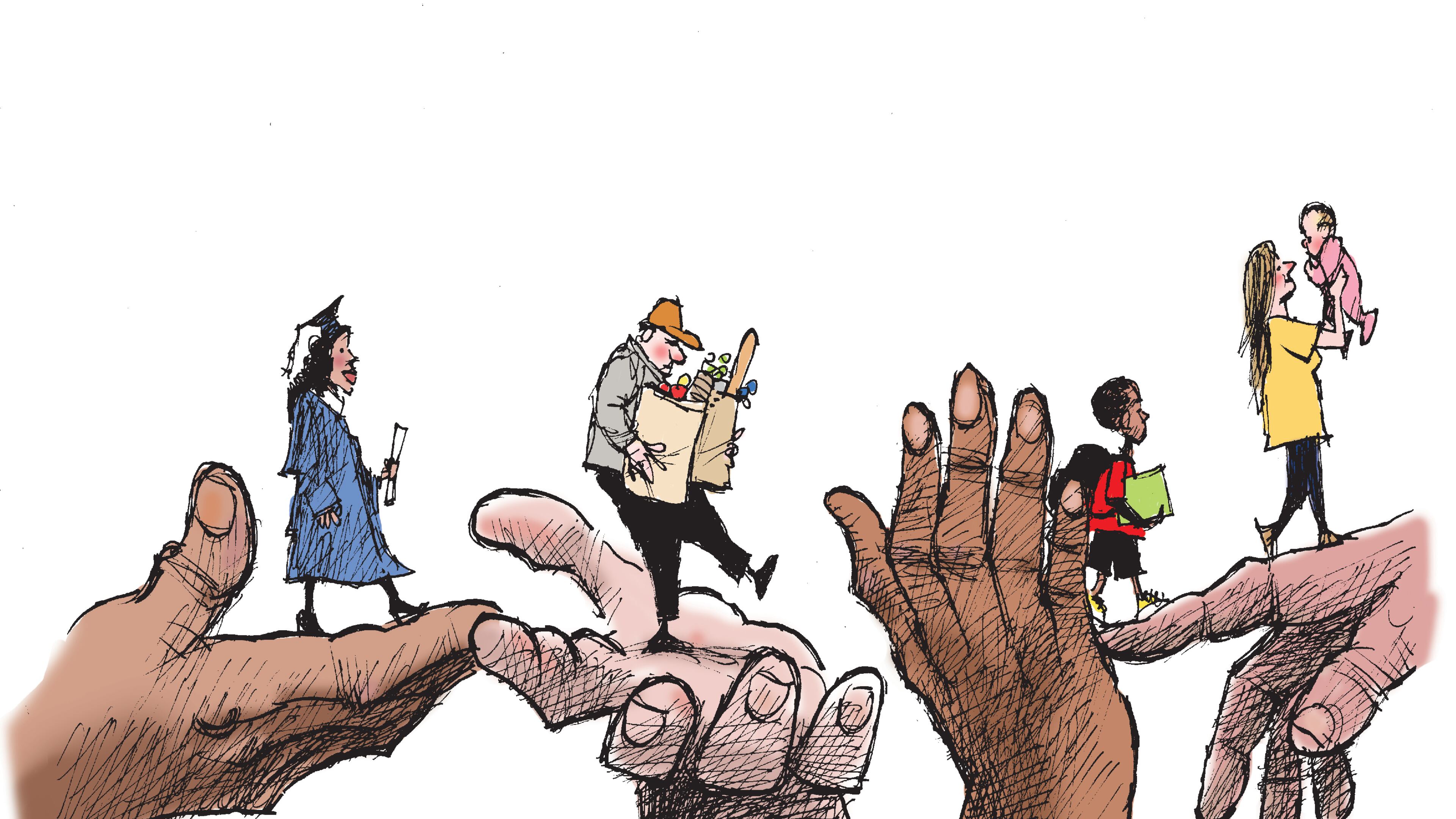 The Atlanta Journal-Constitution's Mike Luckovich created this cartoon for The United Way of Greater Atlanta's Unite for More campaign (June 13, 2021).