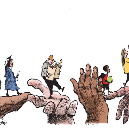 The Atlanta Journal-Constitution's Mike Luckovich created this cartoon for The United Way of Greater Atlanta's Unite for More campaign (June 13, 2021).