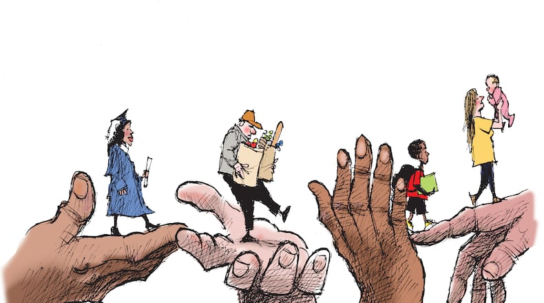 The Atlanta Journal-Constitution's Mike Luckovich created this cartoon for The United Way of Greater Atlanta's Unite for More campaign (June 13, 2021).