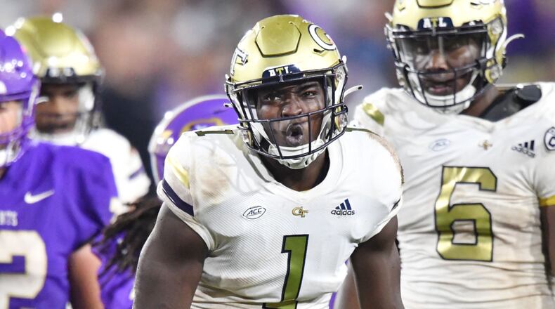 Former Georgia Tech linebacker Charlie Thomas plans to improve his NFL draft status with a strong showing in the East-West Shrine Bowl. (Hyosub Shin file photo / Hyosub.Shin@ajc.com)