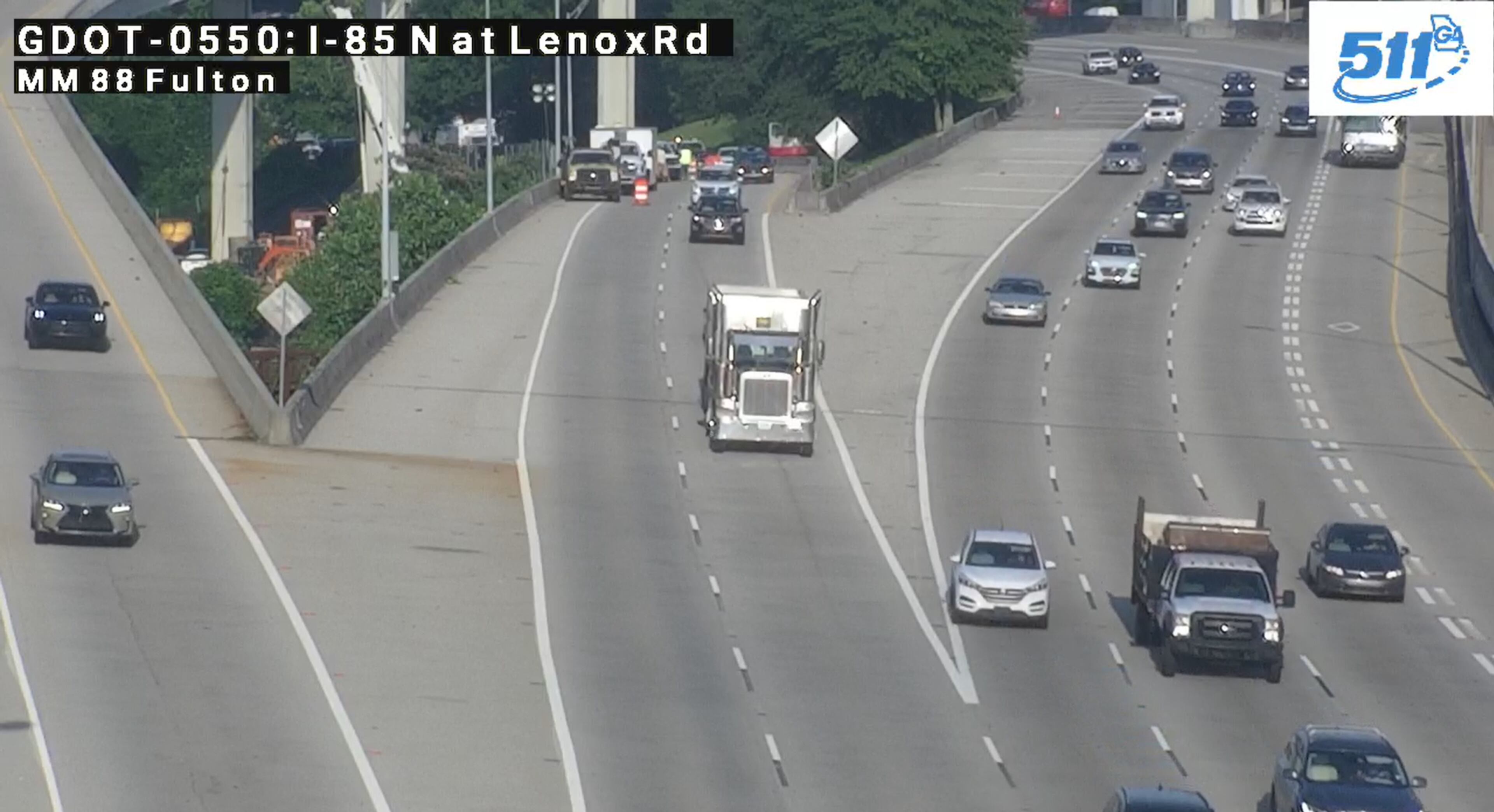 One lane has reopened on the Buford Spring Connector on-ramp to I-85 North as of Monday morning as road crews continue emergency maintenance. (Georgia Department of Transportation)