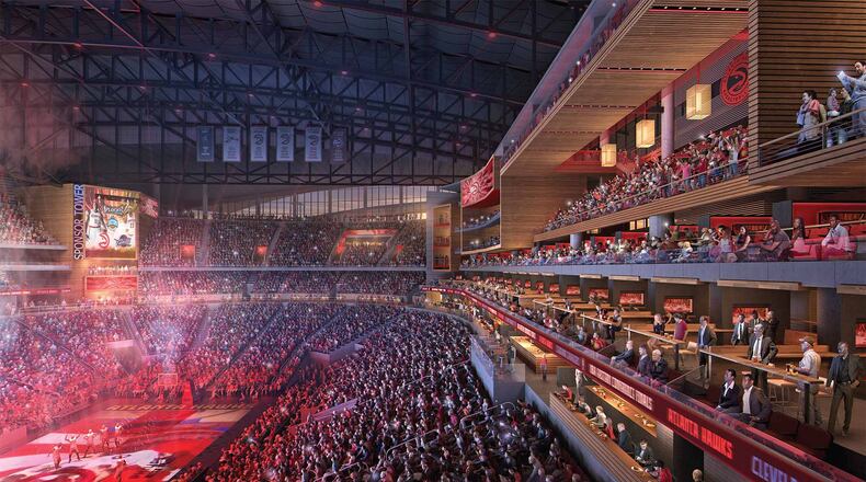 An artist rendering of what the currently underway renovations at Philips Arena will look like when completed. Photo provided.