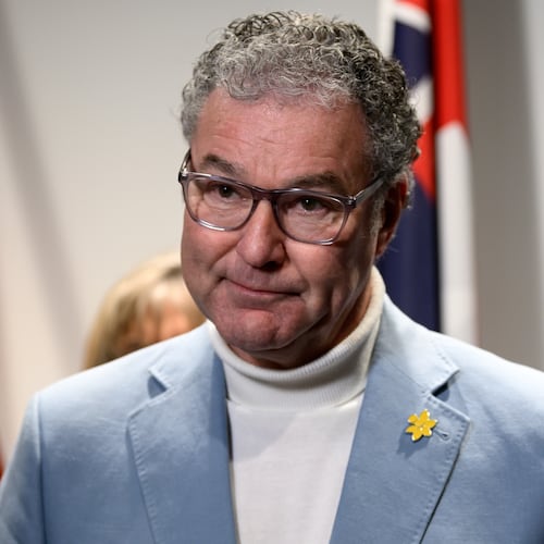 Queensland state Minister for Education, John-Paul Langbroek speaks to media during a press conference in Sydney, Australia, on Aug. 22, 2025. (Steven Markham/AAP Image via AP)