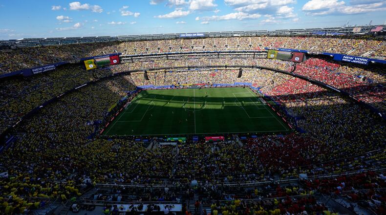 A general view of the MetLife stadium during the World Cup Group C soccer match between Brazil and Morocco in East Rutherford, N.J., near New York, Saturday, June 13, 2026. (AP Photo/Matt Slocum)